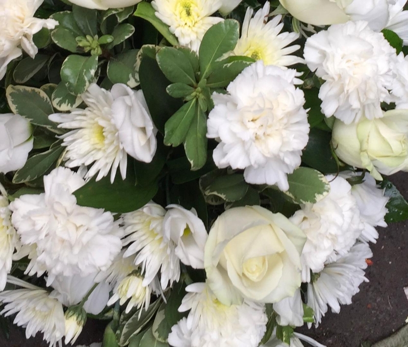 White Rose and Carnation  Single Ended Funeral Spray