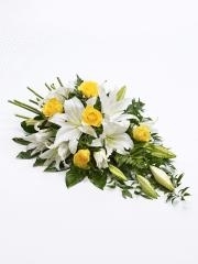 White lilies & yellow roses  funeral spray *