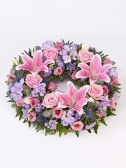 Pink wreath with lillies *