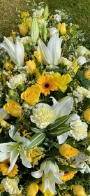 Yellow and White Single ended Funeral Spray