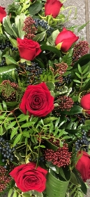 Red Rose single ended funeral spray