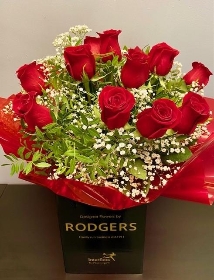 Red Roses With Gypsophila